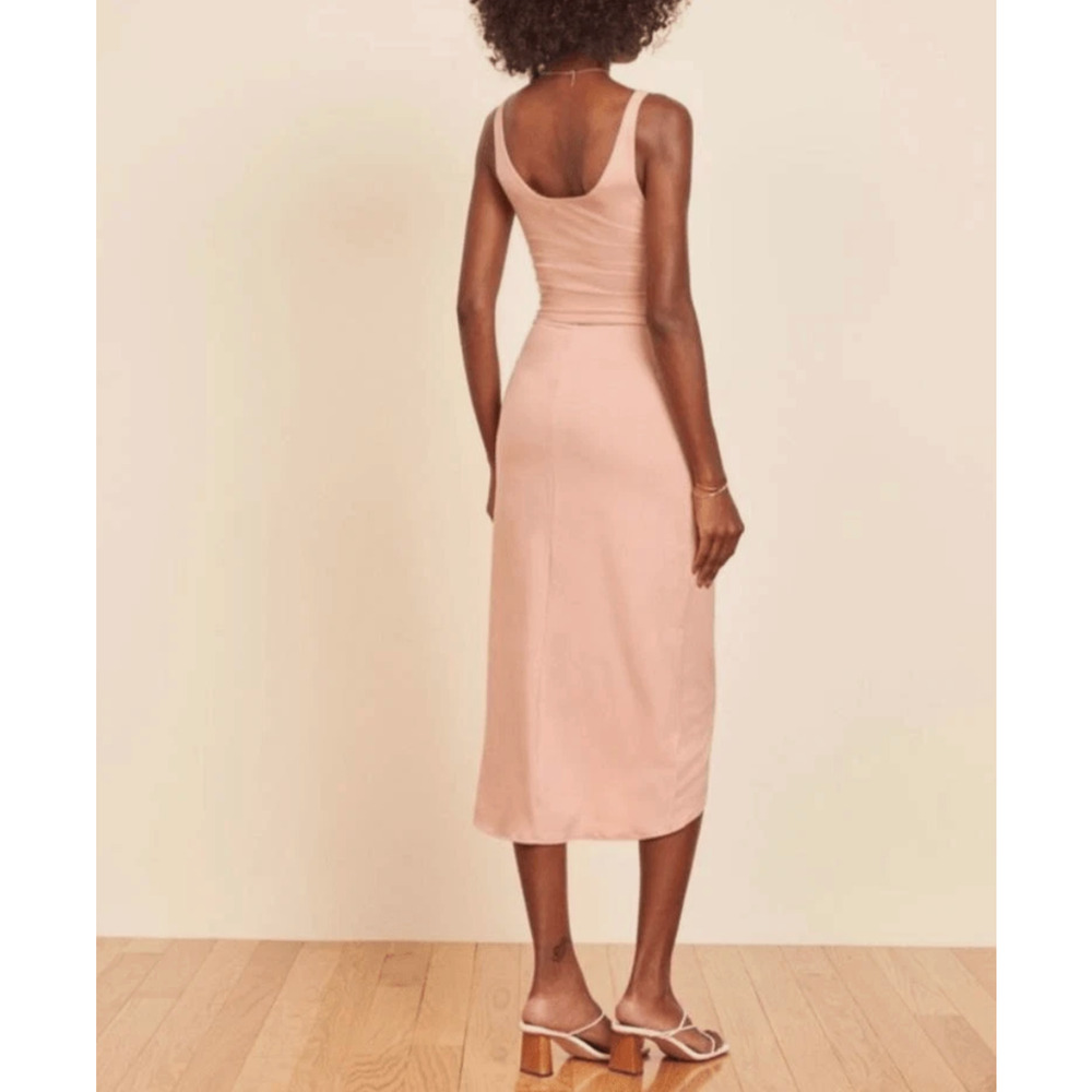 NEW Reformation Jeans Women's XL Pink Knit Wrap Kaila Hi Low Hem Dress Ballet - Picture 2 of 8